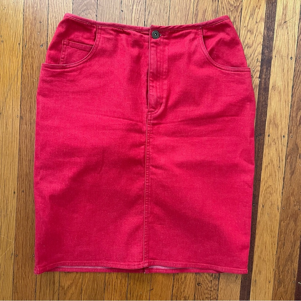 Vintage Liz Claiborne petite red skirt 6 m medium EUC high waist stretch